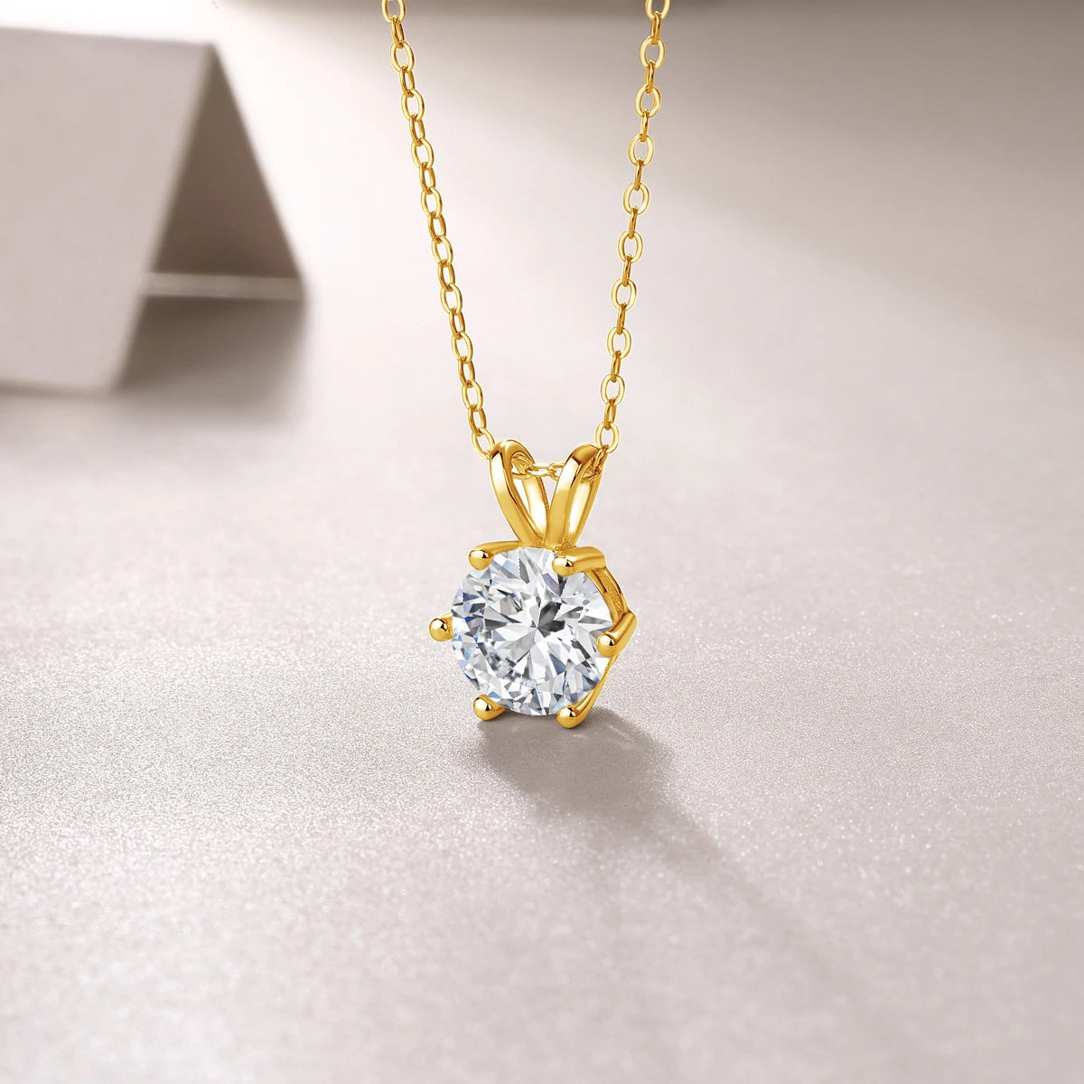 Women'S Neck Chain 100% Real 14K Gold Moissanite Diamond Pendant Necklaces for Girl Wedding Engagement Valentines Gifts Jewelry