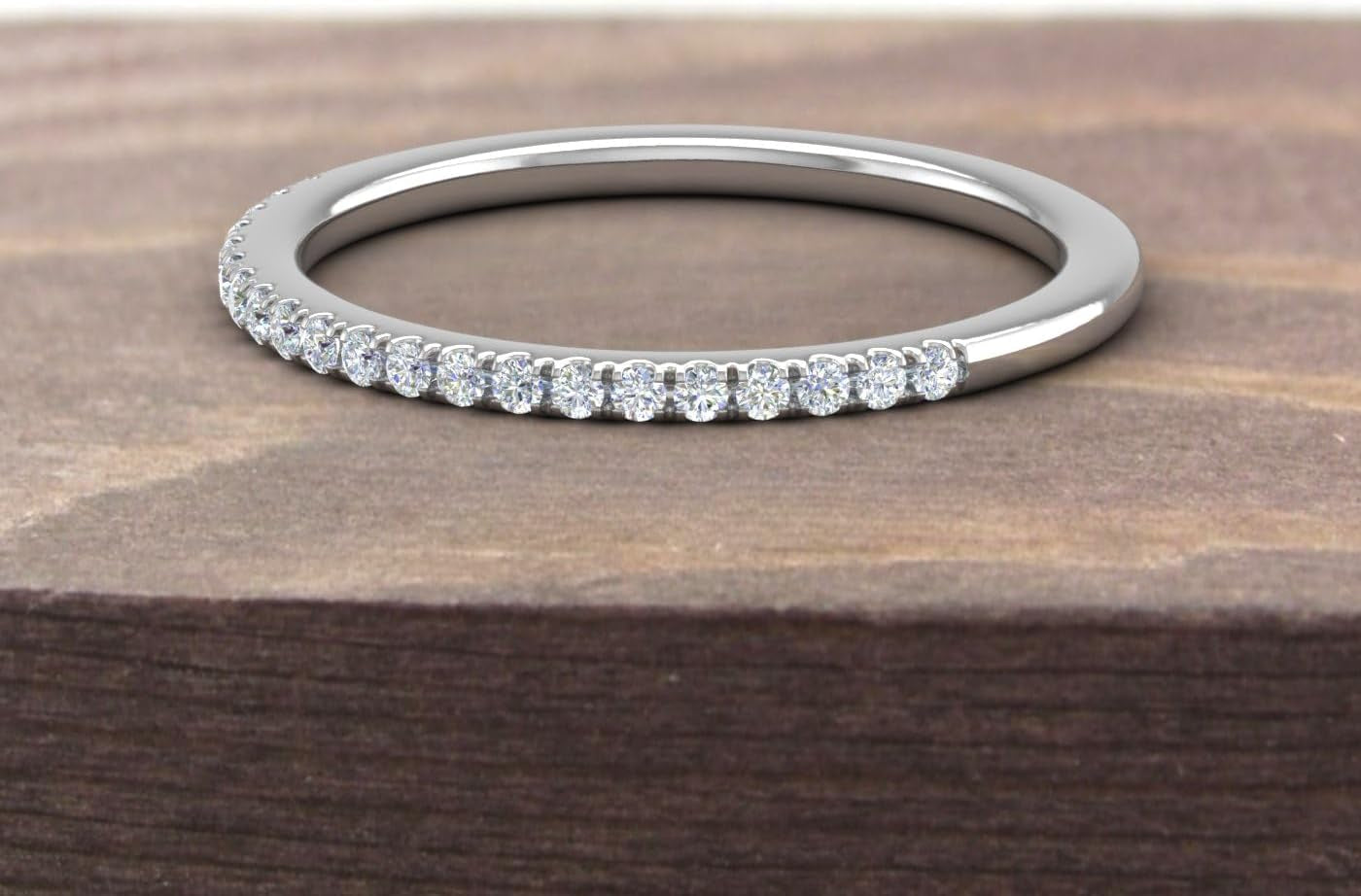 14K Gold Half Eternity Diamond Wedding Band Ring for Women (0.15 Carat)