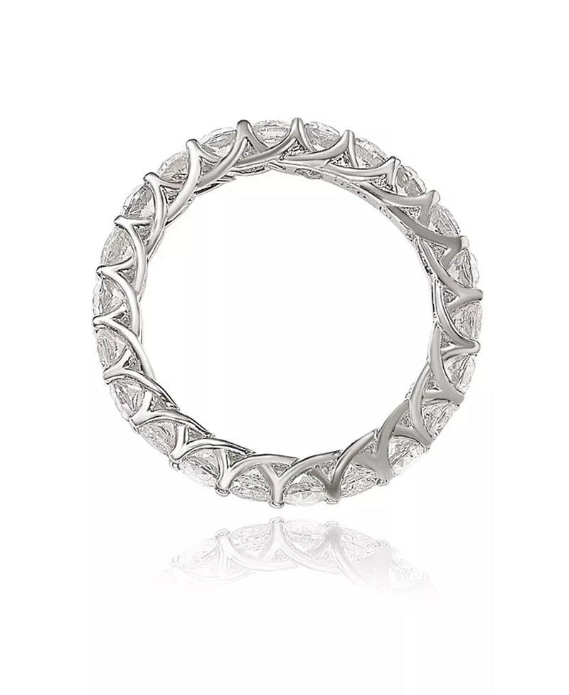 Suzy Levian White Cubic Zirconia in Sterling Silver Eternity Band