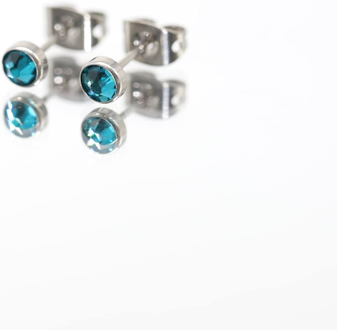 G23 Titanium Studs Earrings Hypoallergenic Earrings Women Stud Earrings Nickel Free Dainty Earrings for Sensitive Ears 3Mm/4Mm/5Mm Stone Size Options