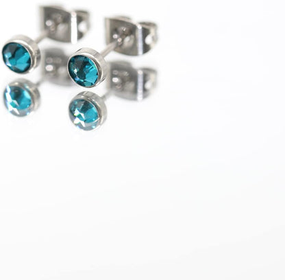 G23 Titanium Studs Earrings Hypoallergenic Earrings Women Stud Earrings Nickel Free Dainty Earrings for Sensitive Ears 3Mm/4Mm/5Mm Stone Size Options