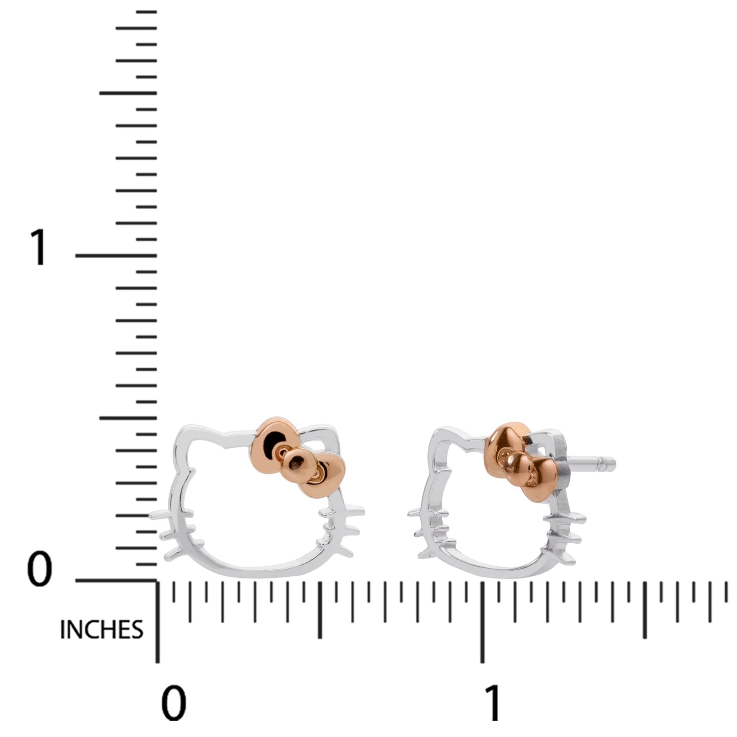 Stud Rose Gold Plated, Hello Kitty Earrings, Sterling Silver, Gift Box, (025''), HK925