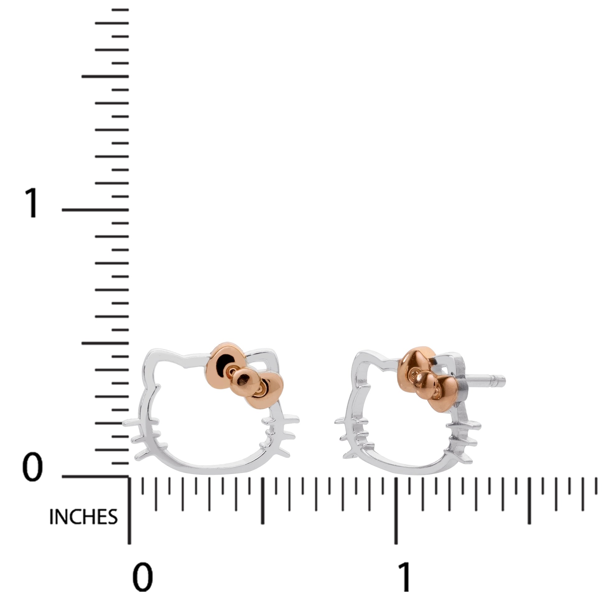 Stud Rose Gold Plated, Hello Kitty Earrings, Sterling Silver, Gift Box, (025''), HK925