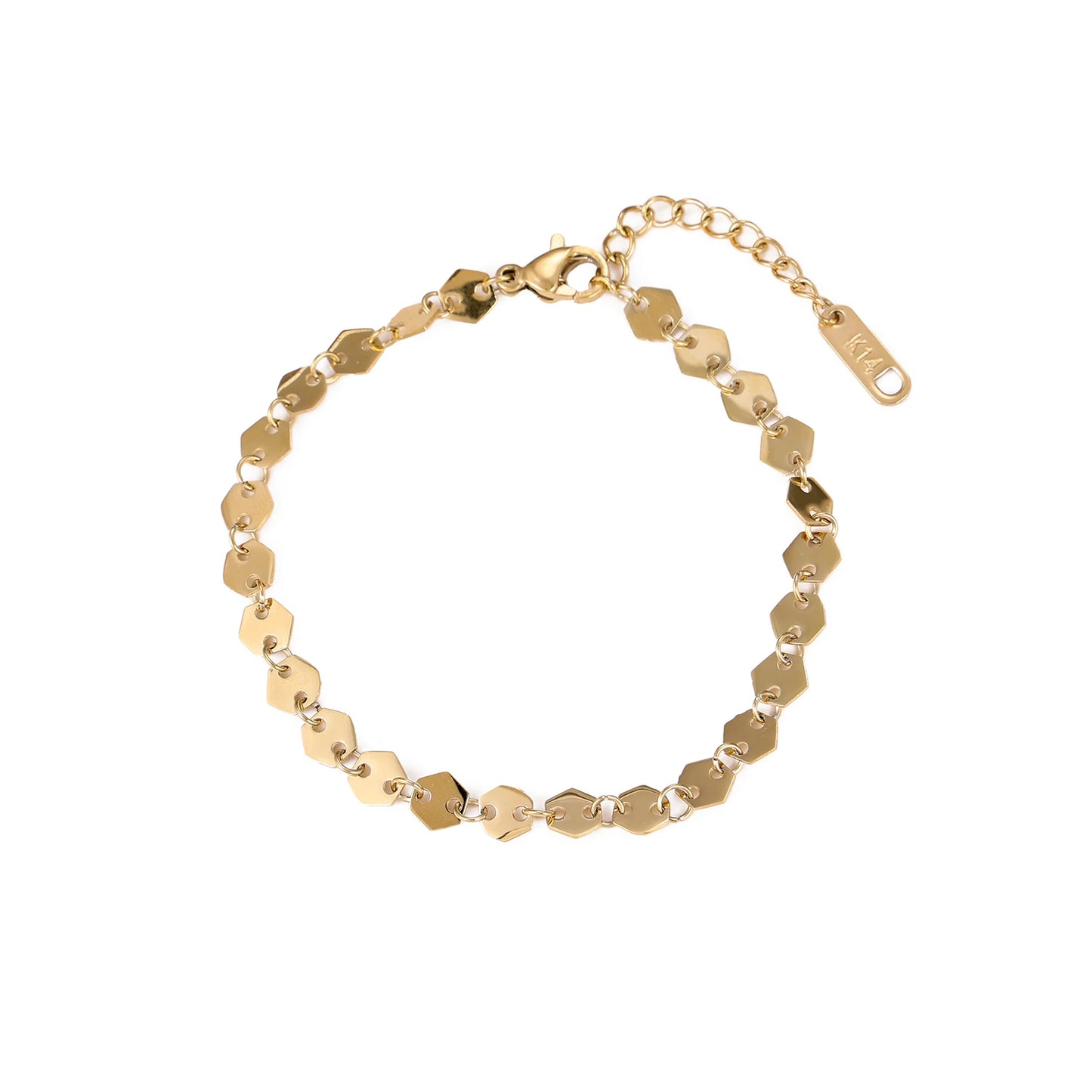 Popular Vintage Bracelet 18K Gold Plated Chain Stainless Steel Waterproof Handmade Disc round Bracelet for Women