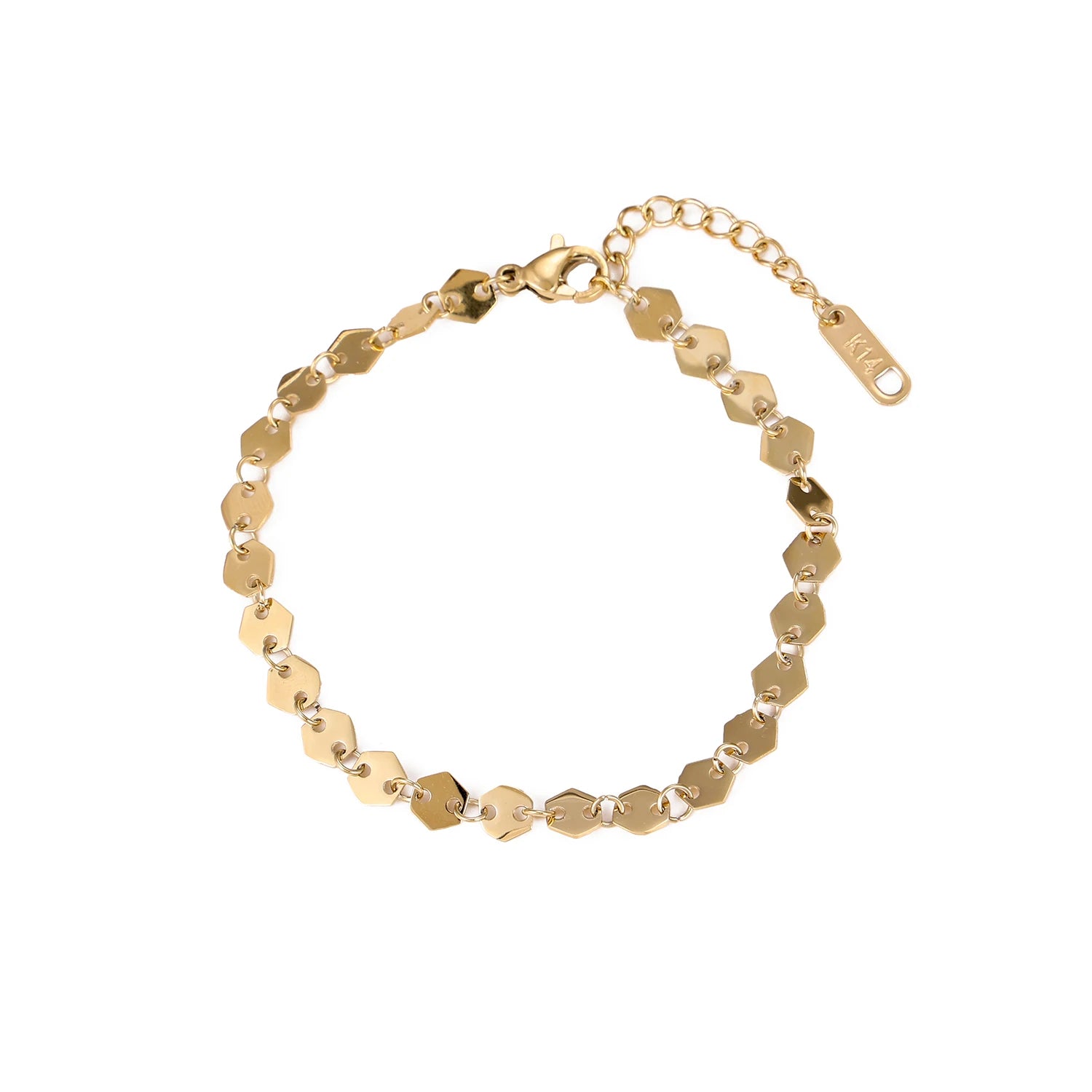 Popular Vintage Bracelet 18K Gold Plated Chain Stainless Steel Waterproof Handmade Disc round Bracelet for Women