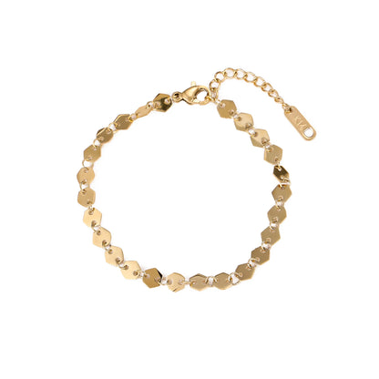 Popular Vintage Bracelet 18K Gold Plated Chain Stainless Steel Waterproof Handmade Disc round Bracelet for Women