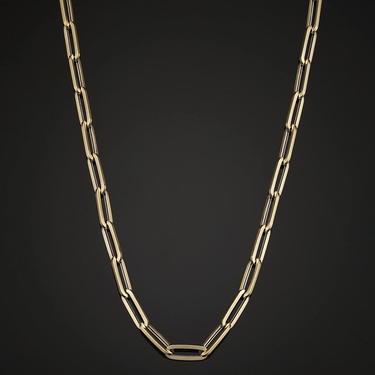 14K Yellow or White Gold Capsule Paperclip Link Chain Necklace for Women (4.6 Mm, 16 or 18 Inch) | Made in Italy