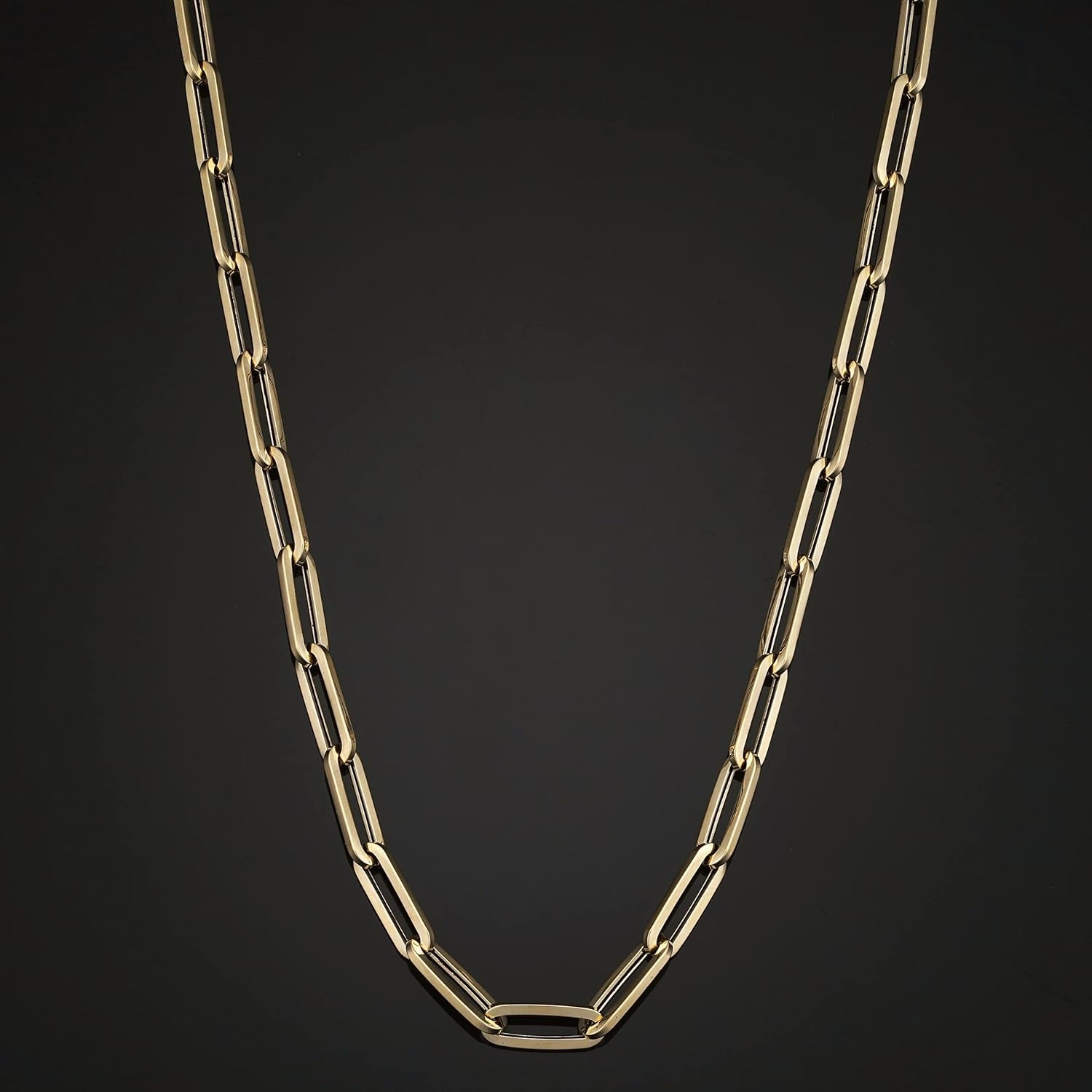 14K Yellow or White Gold Capsule Paperclip Link Chain Necklace for Women (4.6 Mm, 16 or 18 Inch) | Made in Italy