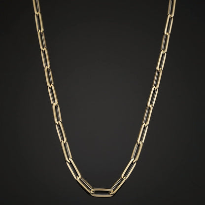 14K Yellow or White Gold Capsule Paperclip Link Chain Necklace for Women (4.6 Mm, 16 or 18 Inch) | Made in Italy