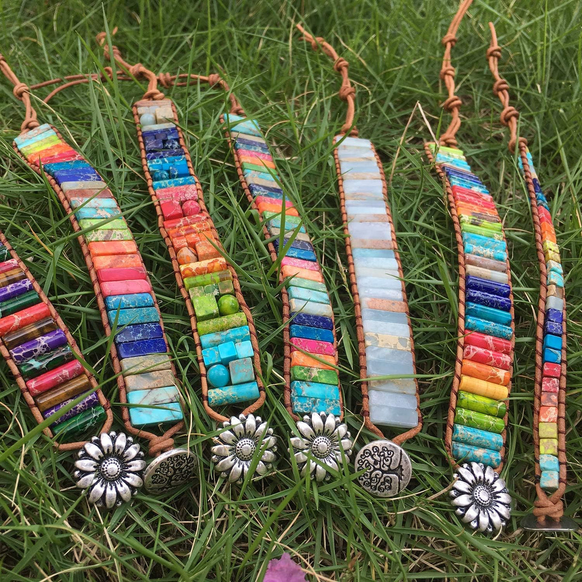 7 Chakra Bracelets for Women with Real Stones Leather Wrap Healing Bead Bracelet Women Men Boho Friendship Jewelry