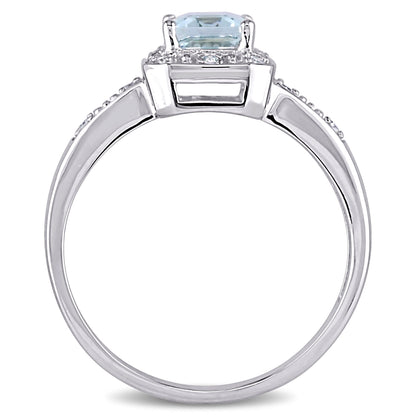 Women'S Aquamarine 10K White Gold Ring