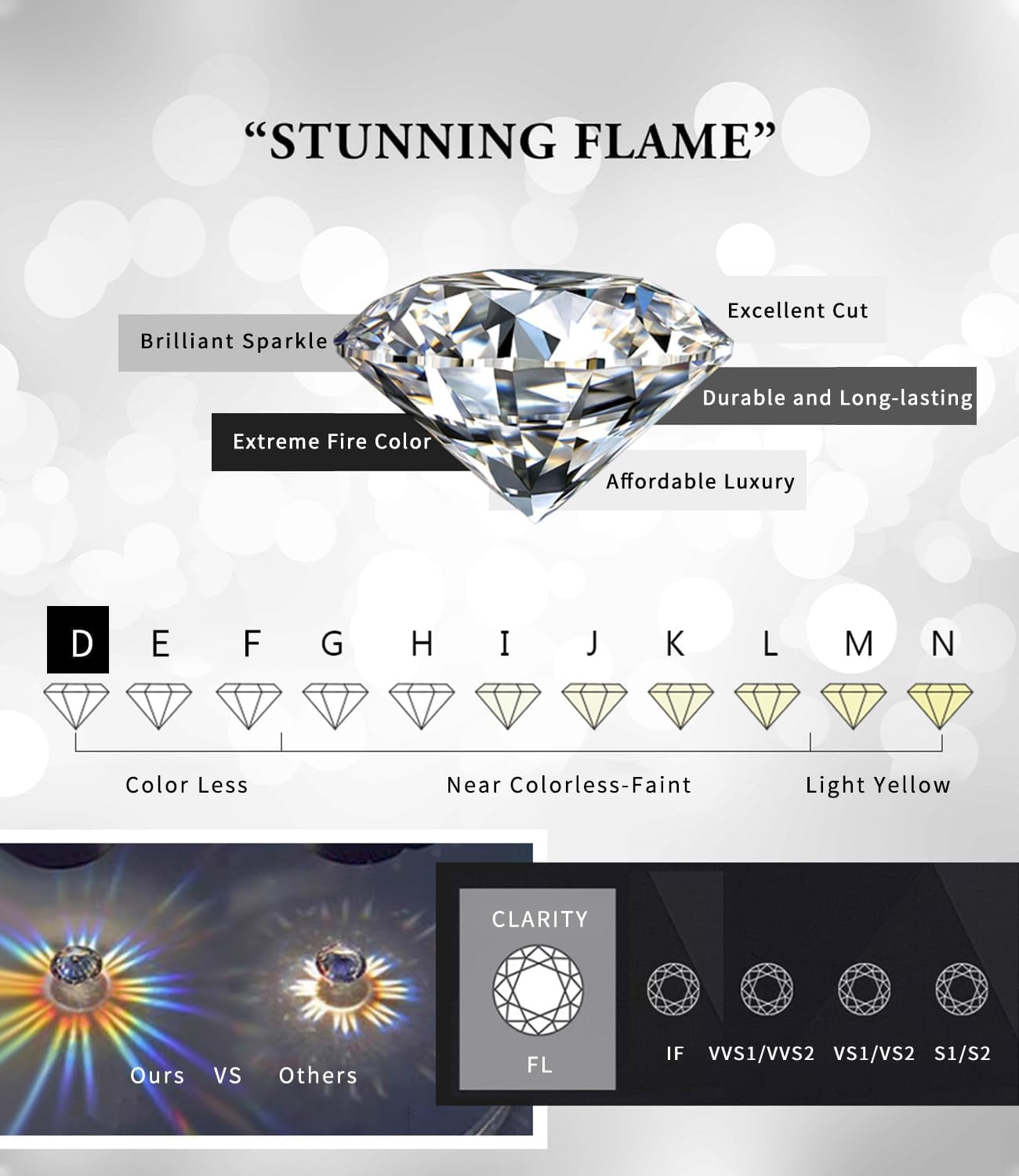 "STUNNING FLAME" 18K Gold Plated Silver Brilliant Cut Simulated Diamond Cubic Zirconia Stud Earrings