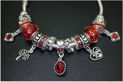 Birthstone Bracelet Dark Red, Garnet Birthstone Bracelet, Silvertone
