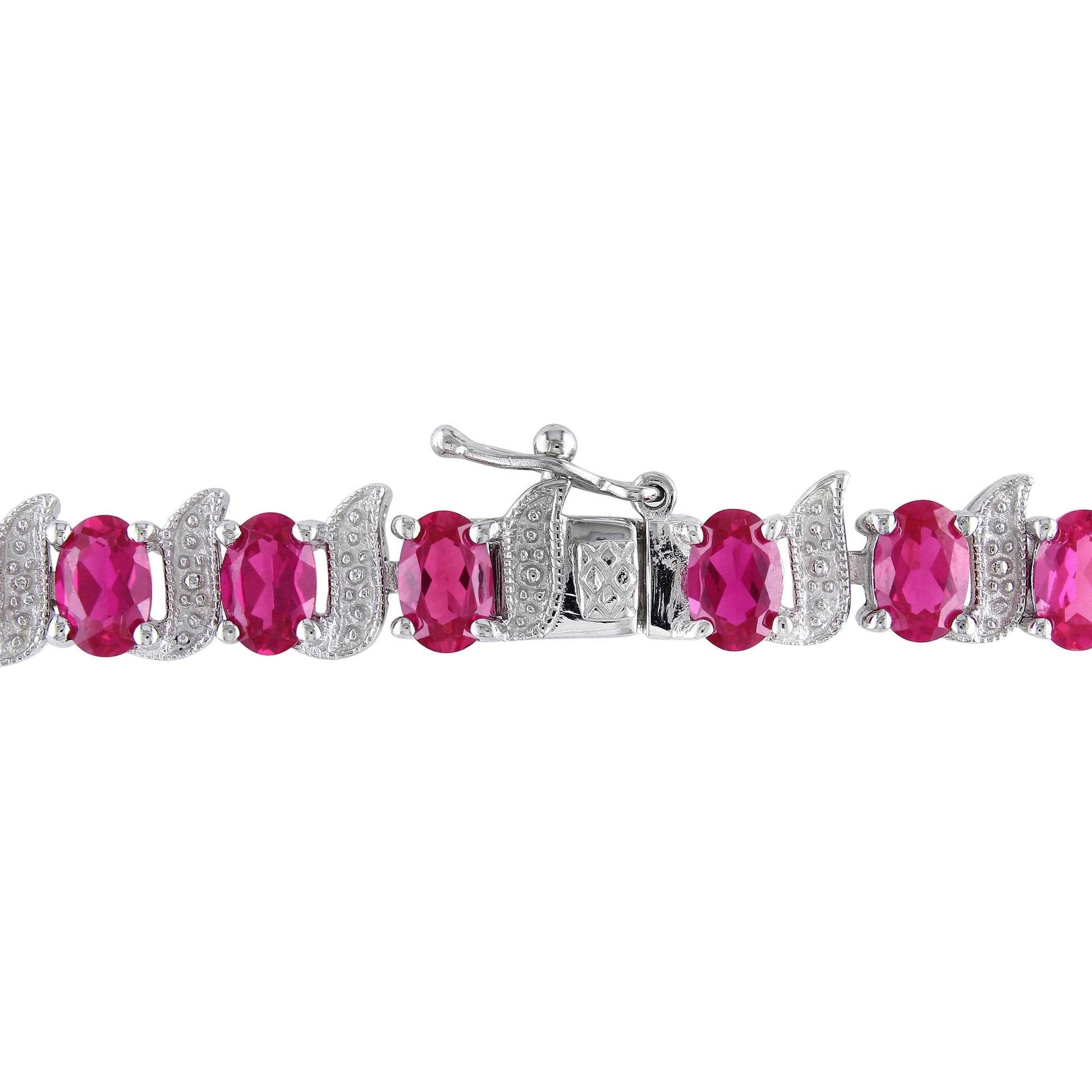 Women'S Created Ruby Sterling Silver Tennis Bracelet