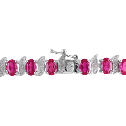 Women'S Created Ruby Sterling Silver Tennis Bracelet