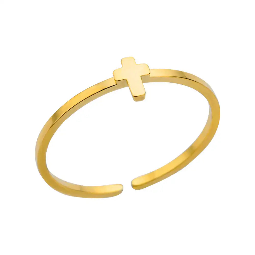 New in Zircon Cross Rings for Women Adjustable Stainless Steel Cross Ring Femme Design Luxury Wedding Jewerly Gift 2025 Anillos