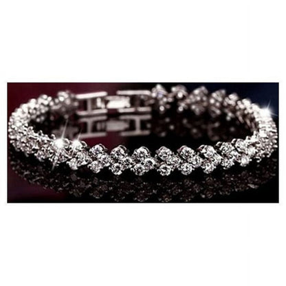 Fashion 925 Sterling Silver Crystal Diamond Bracelets Gifts Roman Style Woman