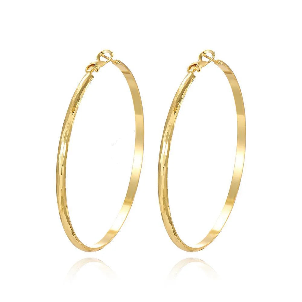 18K Gold Plated Large Hoop Earring with Omega Closure