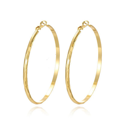 18K Gold Plated Large Hoop Earring with Omega Closure