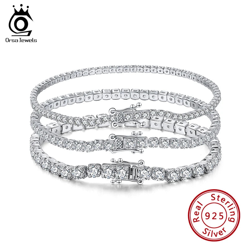 4Mm round Cut Tennis Bracelet in 925 Sterling Silver White Gold Woman Men Bracelets Bangle Jewelry Hand Chain SB94