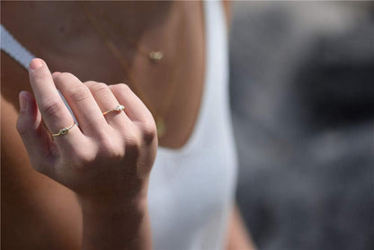Sterling Silver Halo Opal Stacking Ring Simple Dainty Gold Ring Opal Ring Birthstone Ring 4-10