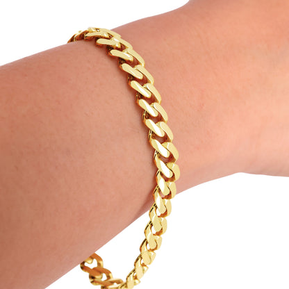 14K Real Yellow Gold Royal Monaco 7.5Mm Miami Cuban Link Bracelet (7"-9") Italian Jewelry for Men & Women