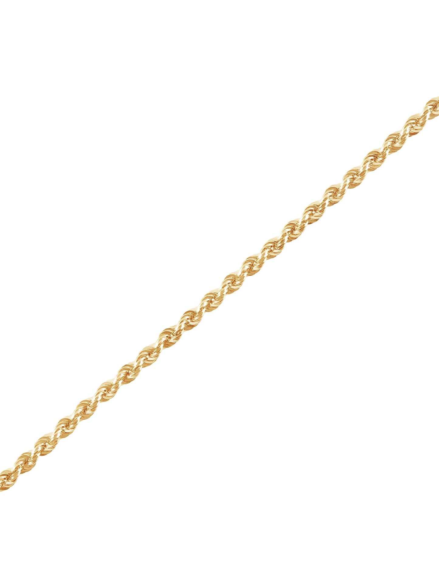 10K Yellow Gold 2.5Mm Glitter Rope Bracelet,7.5"