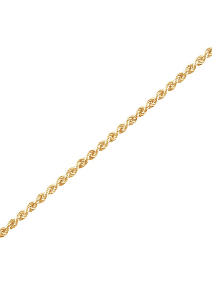 10K Yellow Gold 2.5Mm Glitter Rope Bracelet,7.5"