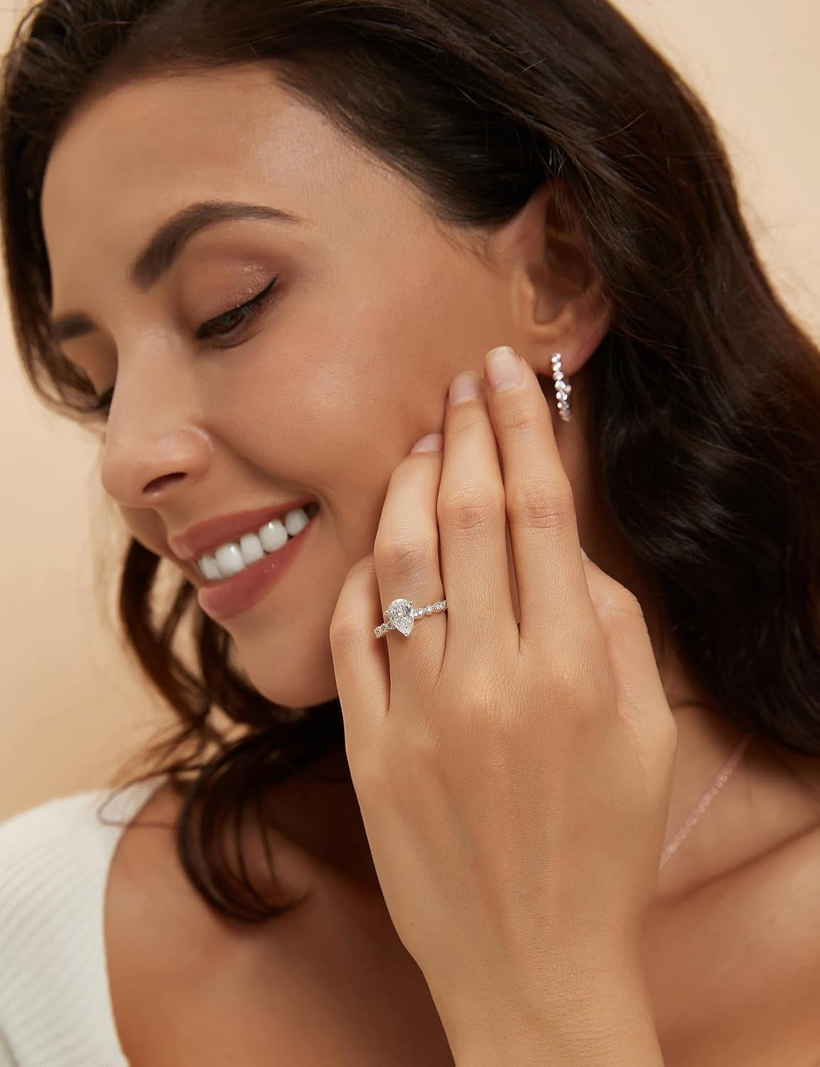1.5CT Teardrop Engagement Rings for Women Marquise Pear Shaped Cubic Zirconia Promise Rings for Her Size 4-12