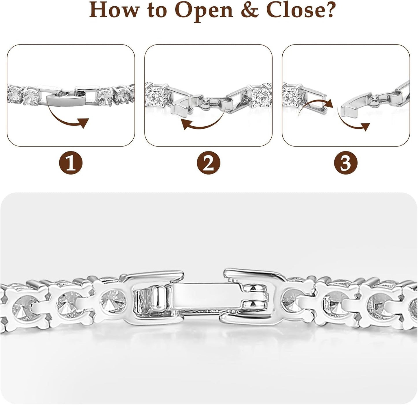 Adjustable Tennis Bracelet for Women - 14K Gold/White Gold Plated Bracelets