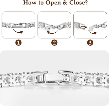 Adjustable Tennis Bracelet for Women - 14K Gold/White Gold Plated Bracelets