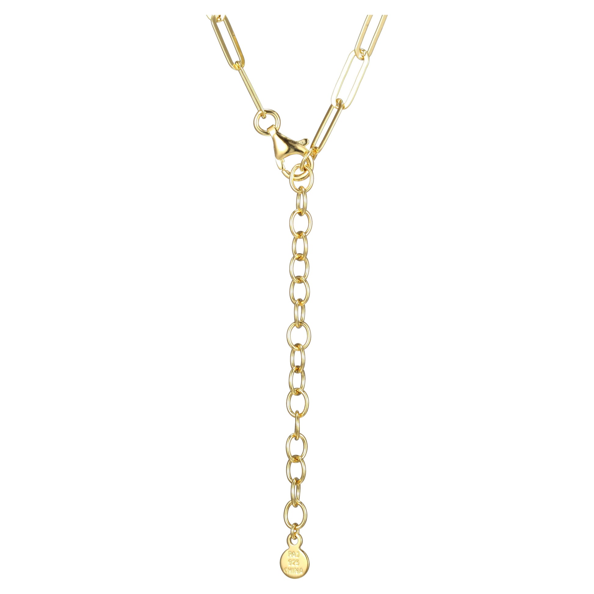 Heart Cubic Zirconia Paperclip 18” Necklace in 18K over Sterling Silver, Adult Female