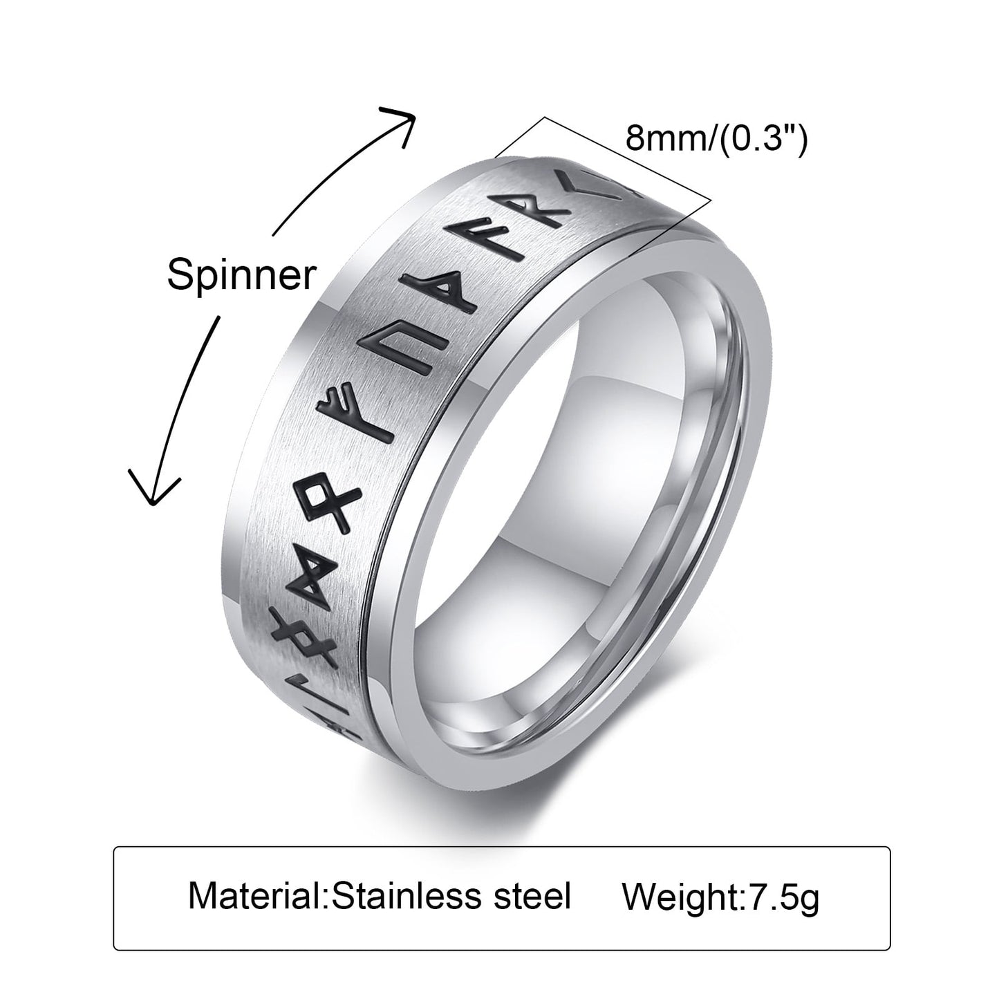 Men'S Anxiety Ring, Stainless Steel Viking Fidget Rings