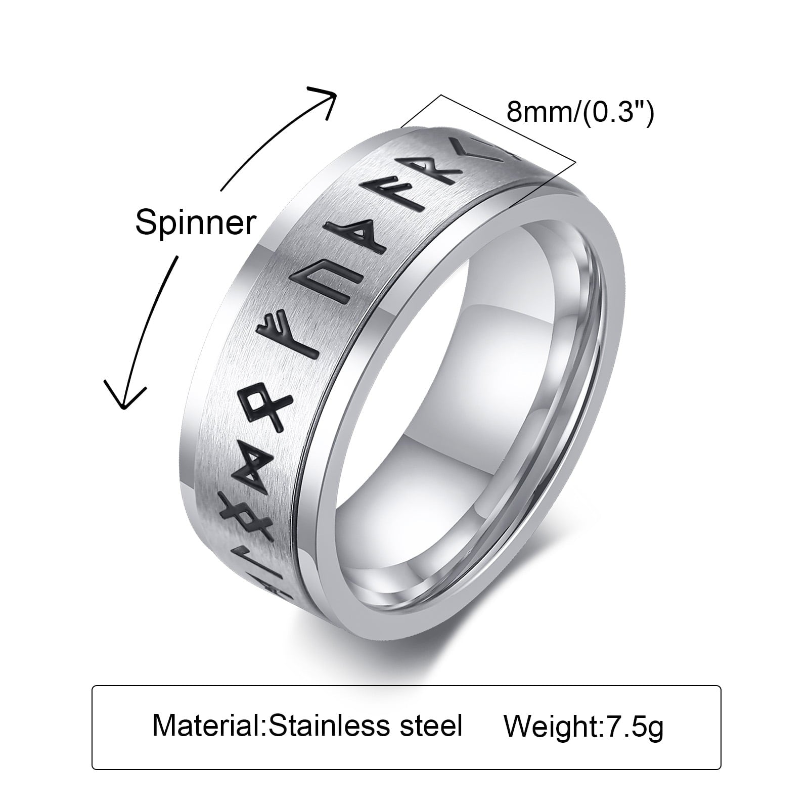 Men'S Anxiety Ring, Stainless Steel Viking Fidget Rings