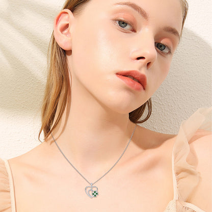 Heart Necklace for Women 925 Sterling Silver 4 Leaf Clover Pendant Necklaces for Daughter Mom Jewelry Mother’S Day Gift