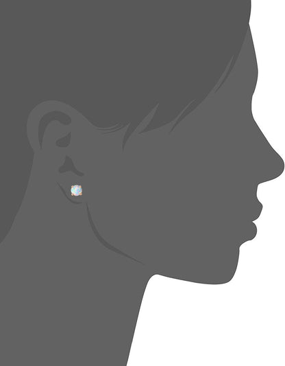 Stunning Rose Gold Plated Opal Studs, 18K Rose Gold Plated Opal Stud Earrings 6MM round for Women