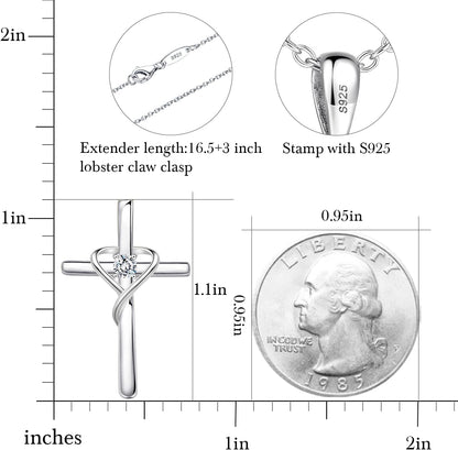 925 Sterling Silver Cross Necklace for Women Men 5A CZ Birthstone Necklaces 14K Gold Plated or Rose Gold Necklace for Easter or Mother'S Day