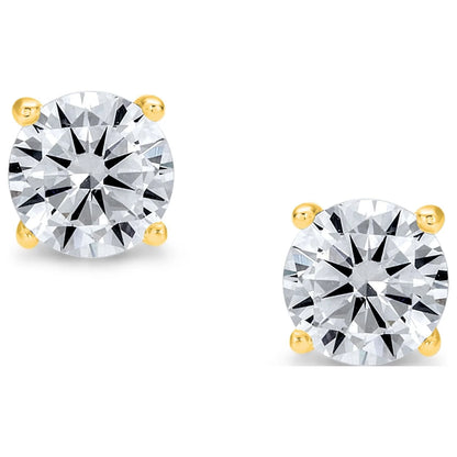 Womens Classic round CZ Stud Earrings Sterling Silver Rose Gold 1CT-5CTW Unisex Jewelry