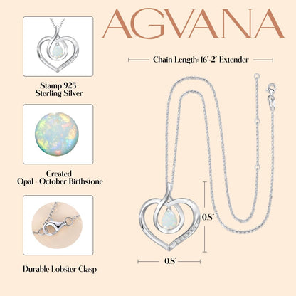 Heart Birthstone Necklace for Women Sterling Silver Genuine or Created Gemstone Forever Love Pendant Necklace Fine Jewelry Anniversary Birthday Gifts for Women Mom Wife