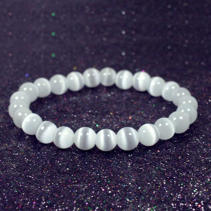 Natural Selenite Bracelet 8Mm for Reiki Healing and Vastu Correction Protection Concentration Spirituality and Increasing Creativity