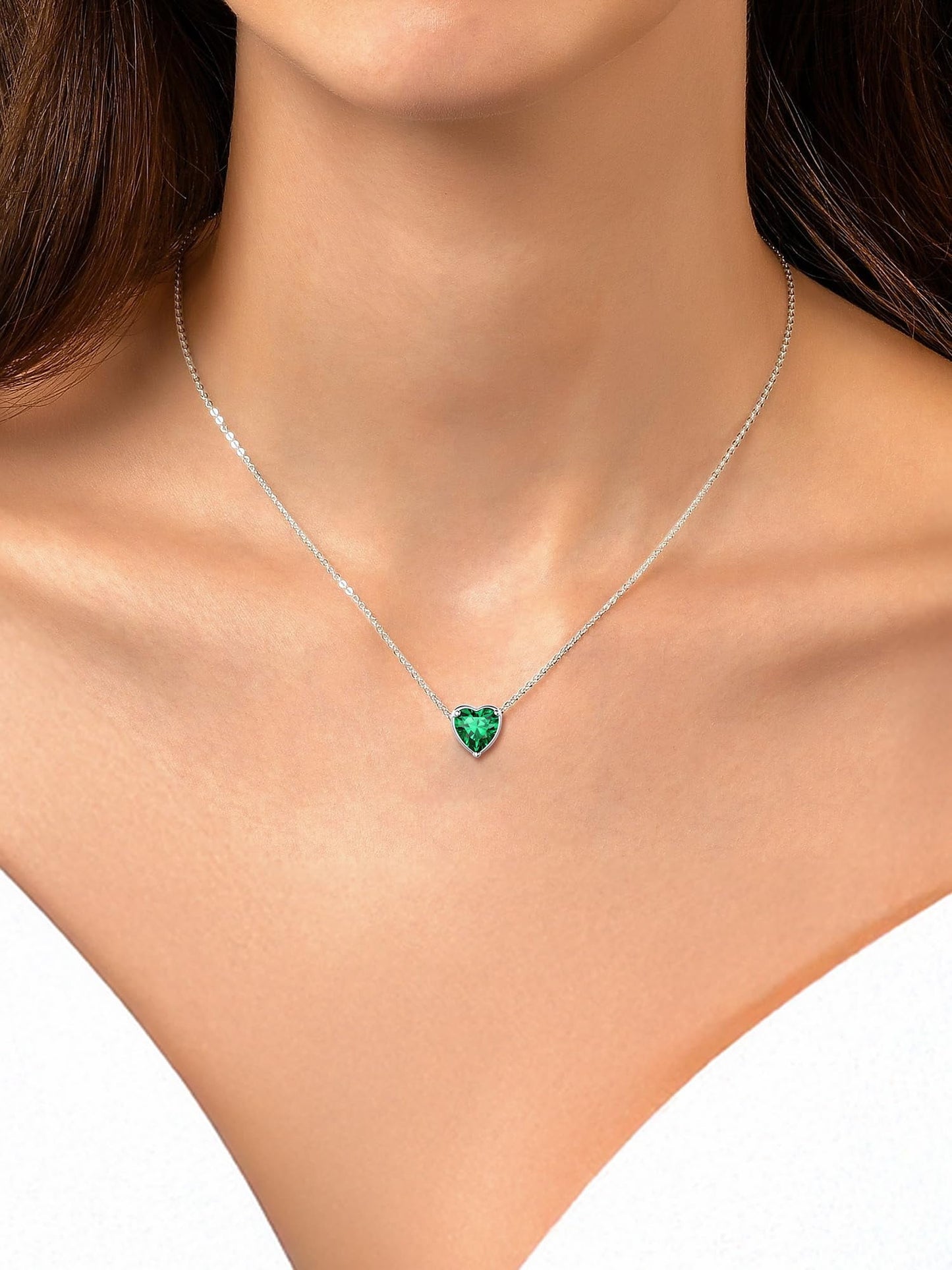 Heart Necklace Birthstone Necklaces 925 Sterling Silver Sparkly Pendant Jewelry Women Birthday Xmas Gift - November