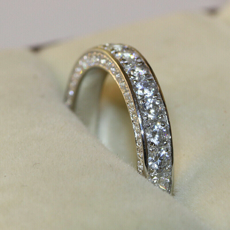 Gorgeous Silver Rings for Women Simulated White Sapphire Rings Jewelry Size 6-10