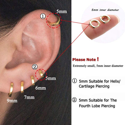 925 Sterling Silver Small Gold Hoop Earrings for Women Girls 14K Gold Huggie Earrings Tiny Hypoallergenic Cartilage Earrings Hoops