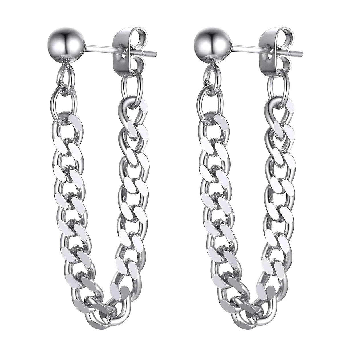 2 Pairs Stud Earrings Stainless Steel Punk Hypoallergenic Hoop Earrings for Men Women Jewelry Gift