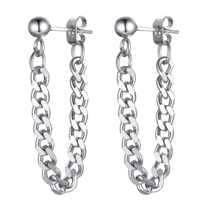 2 Pairs Stud Earrings Stainless Steel Punk Hypoallergenic Hoop Earrings for Men Women Jewelry Gift