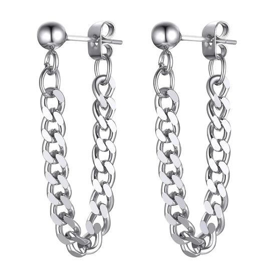 2 Pairs Stud Earrings Stainless Steel Punk Hypoallergenic Hoop Earrings for Men Women Jewelry Gift