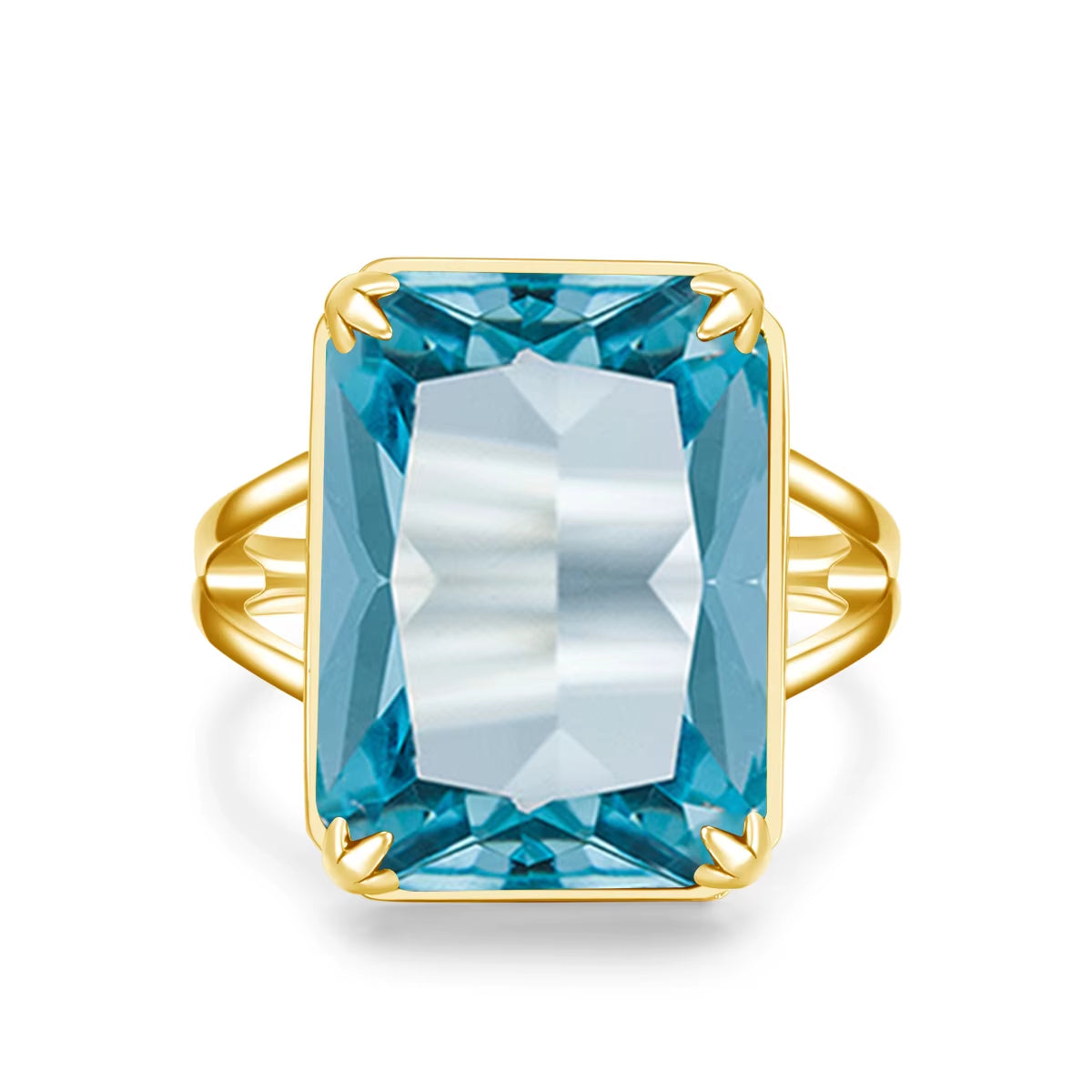 Classic Aquamarine Ring 925 Sterling Sliver Rings for Women Gold Plated Gemstone Vintage Luxury Party Gift Female Fine Jewelry