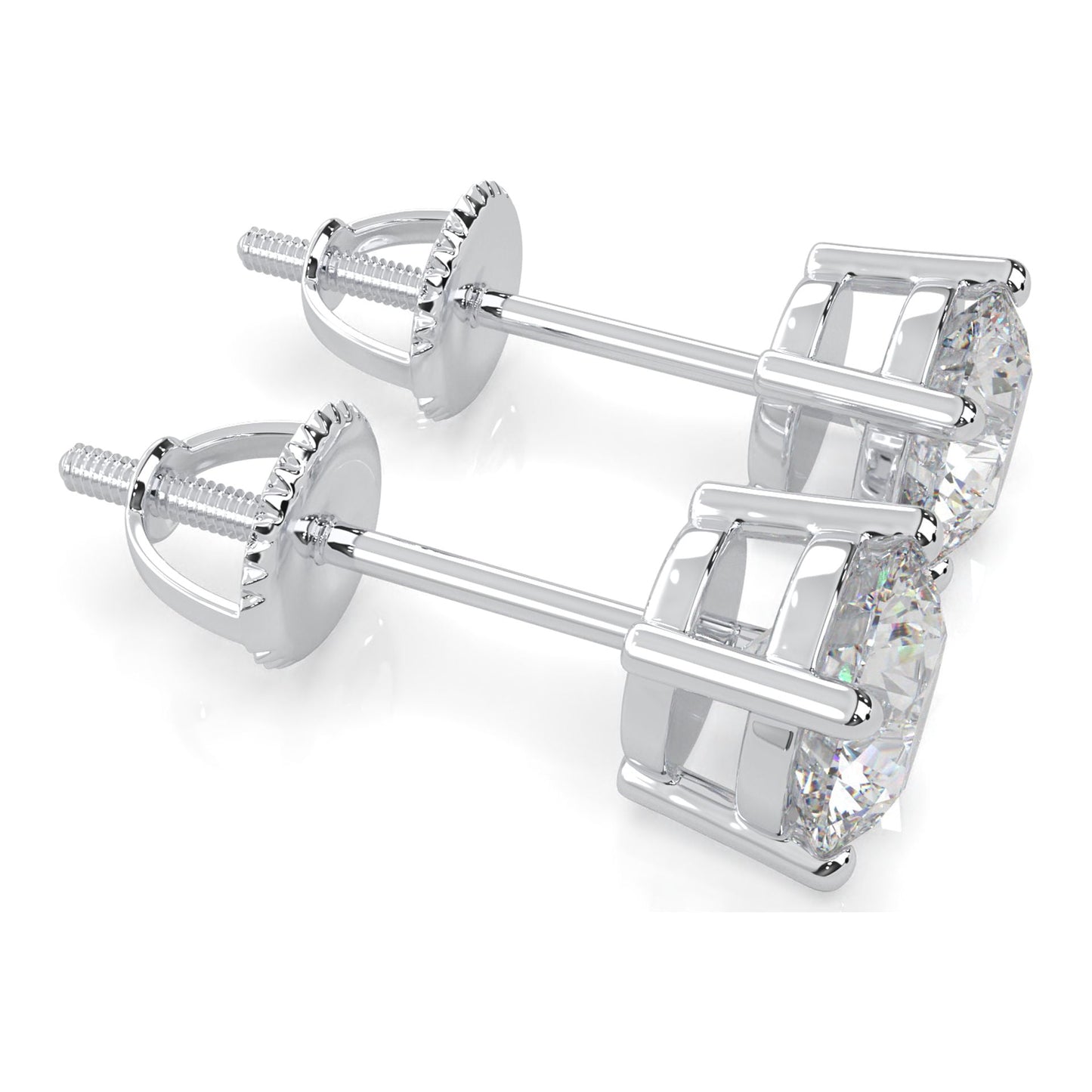 Moissanite Stud Earrings, 0.3Ct-4.00Ct DF Color Brilliant round Cut Lab Created Diamond Earrings 18K White Gold Plated Silver Screw Backs for Women Men