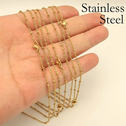 Gold PVD Stainless Steel Satellite Chain Necklace- 18 Inches