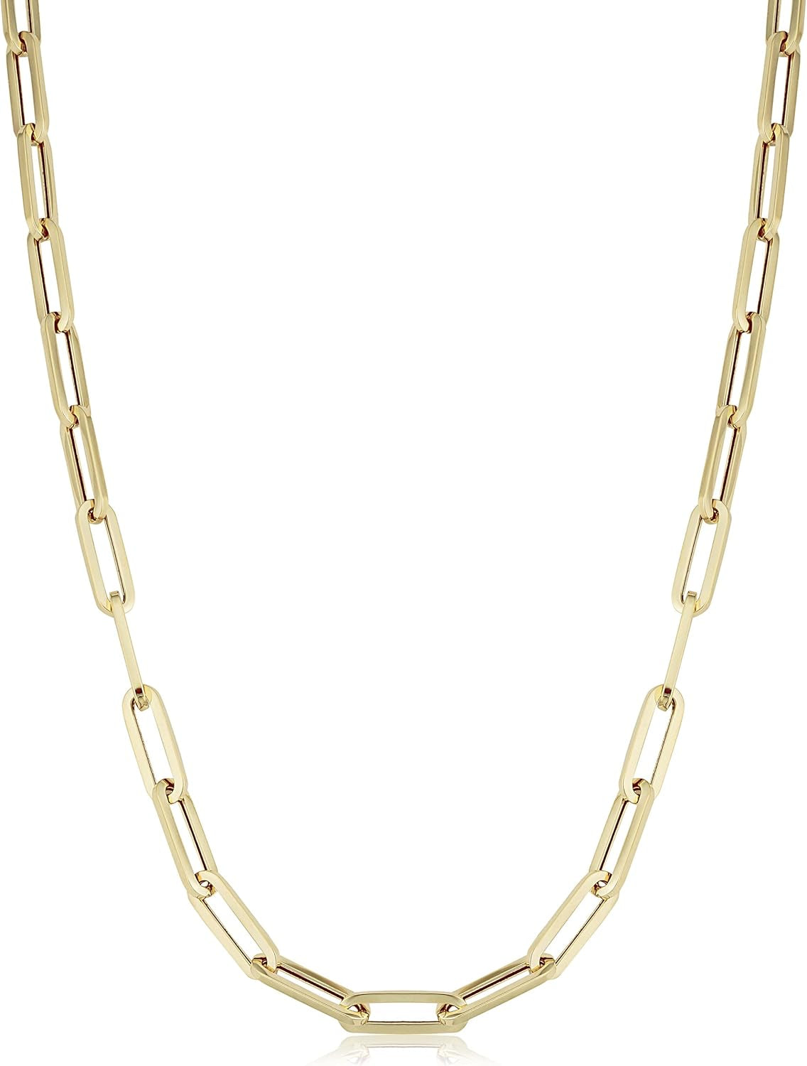 14K Yellow or White Gold Capsule Paperclip Link Chain Necklace for Women (4.6 Mm, 16 or 18 Inch) | Made in Italy